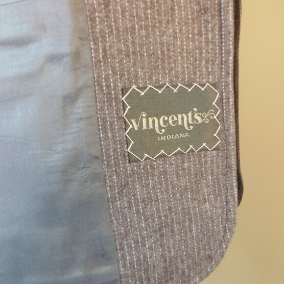 Vintage Vincent's Indiana Women's Brown Pinstripe Wool Blend Blazer 70s Costumer - Picture 3 of 12